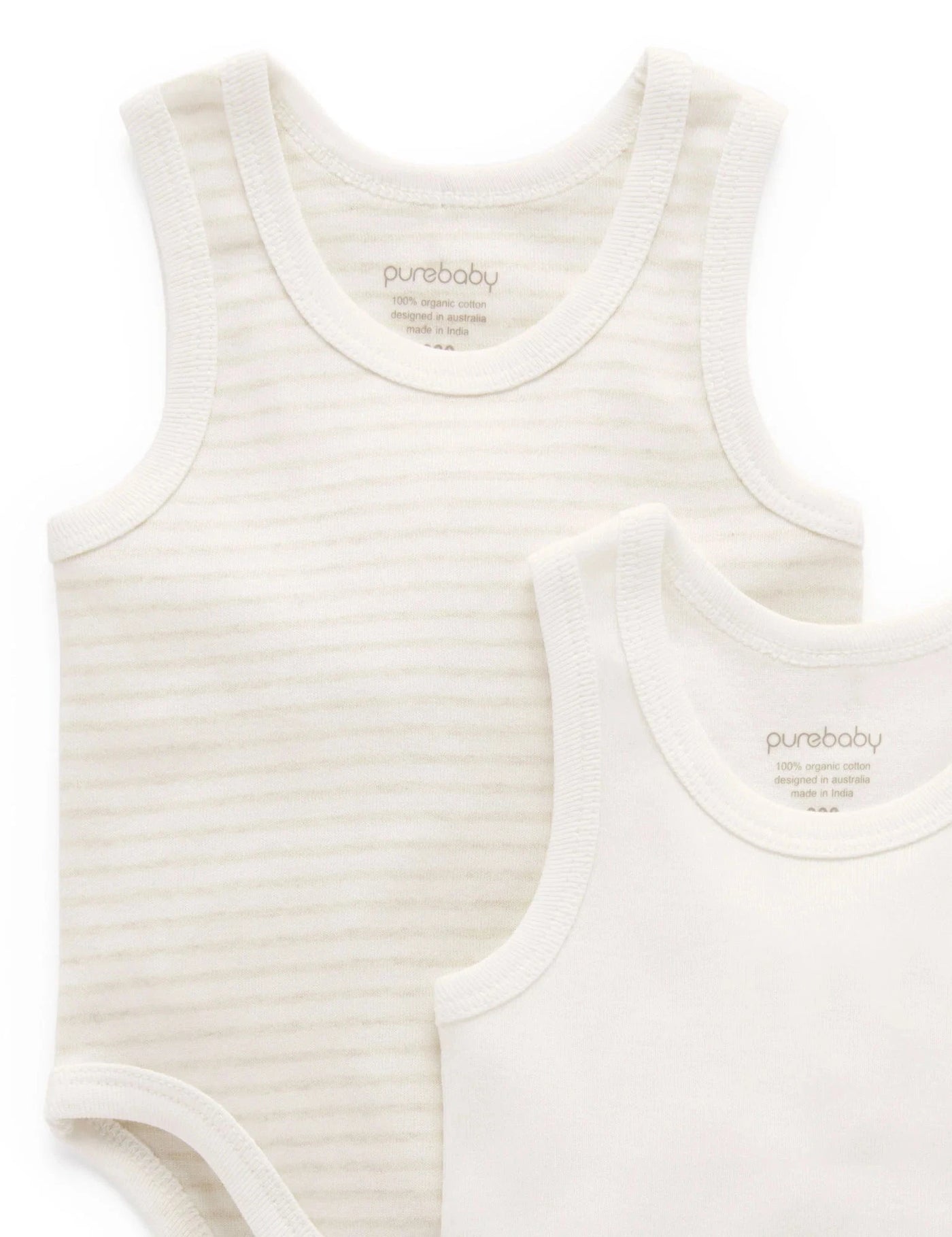 Purebaby - Rib Bodysuit 2 Pack - Wheat Bodysuit Purebaby 