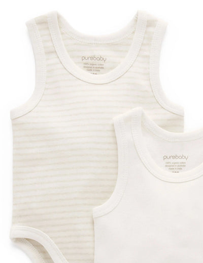 Purebaby - Rib Bodysuit 2 Pack - Wheat Bodysuit Purebaby 