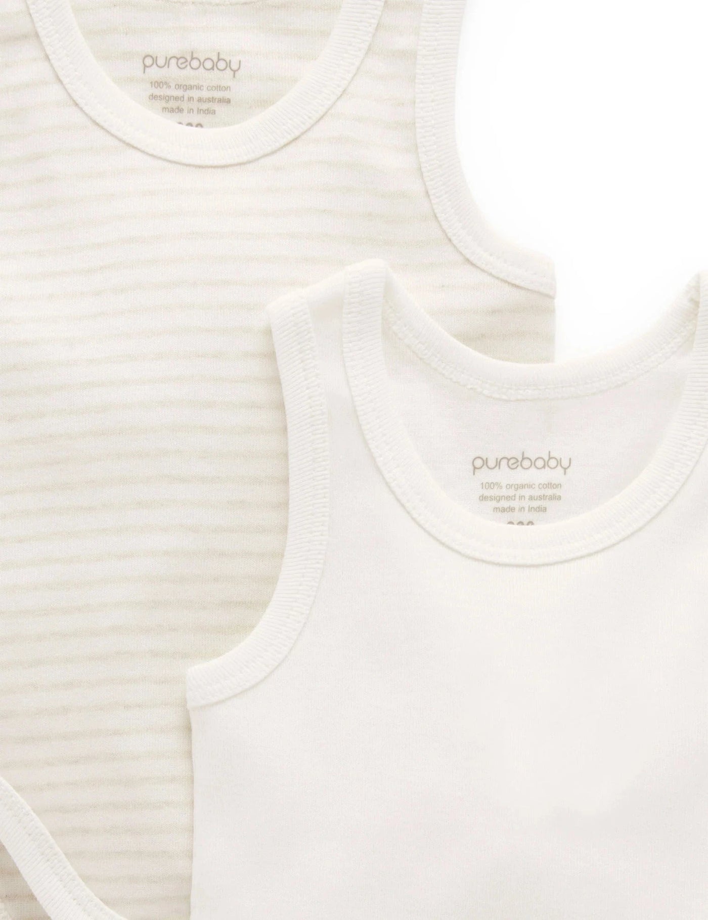 Purebaby - Rib Bodysuit 2 Pack - Wheat Bodysuit Purebaby 