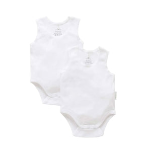 Purebaby - Rib Bodysuit 2 Pack | White