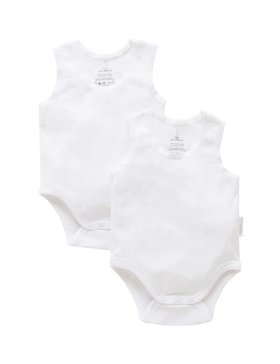 Purebaby - Rib Bodysuit 2 Pack - White Bodysuit Purebaby 