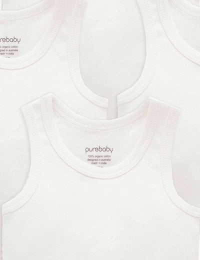 Purebaby - Rib Bodysuit 4 Pack - White Bodysuit Purebaby 