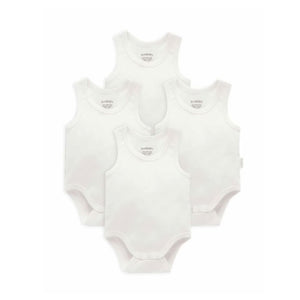 Purebaby - Rib Bodysuit 4 Pack | White