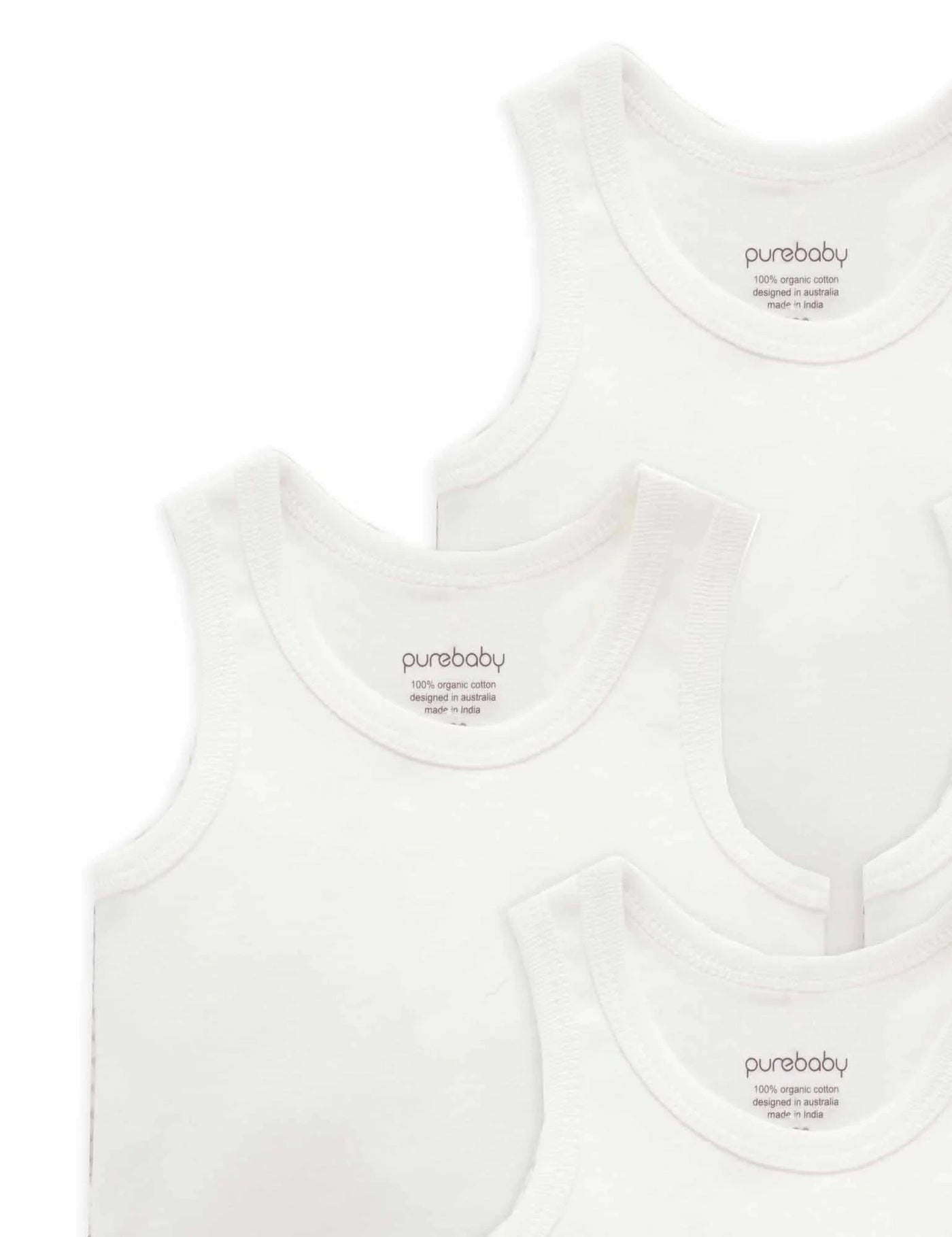 Purebaby - Rib Bodysuit 4 Pack - White Bodysuit Purebaby 