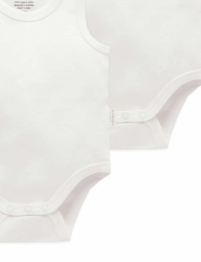 Purebaby - Rib Bodysuit 4 Pack - White Bodysuit Purebaby 