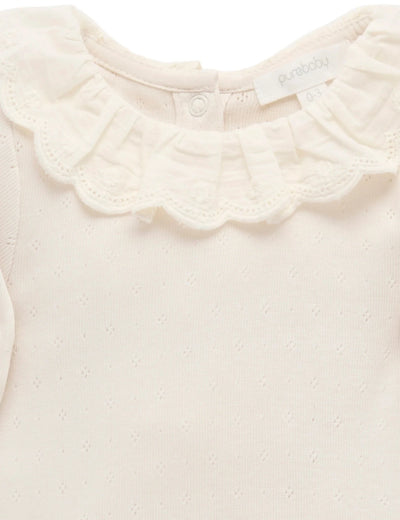 Purebaby - Ruffle Pointelle Bodysuit Cloud Bodysuit Purebaby 