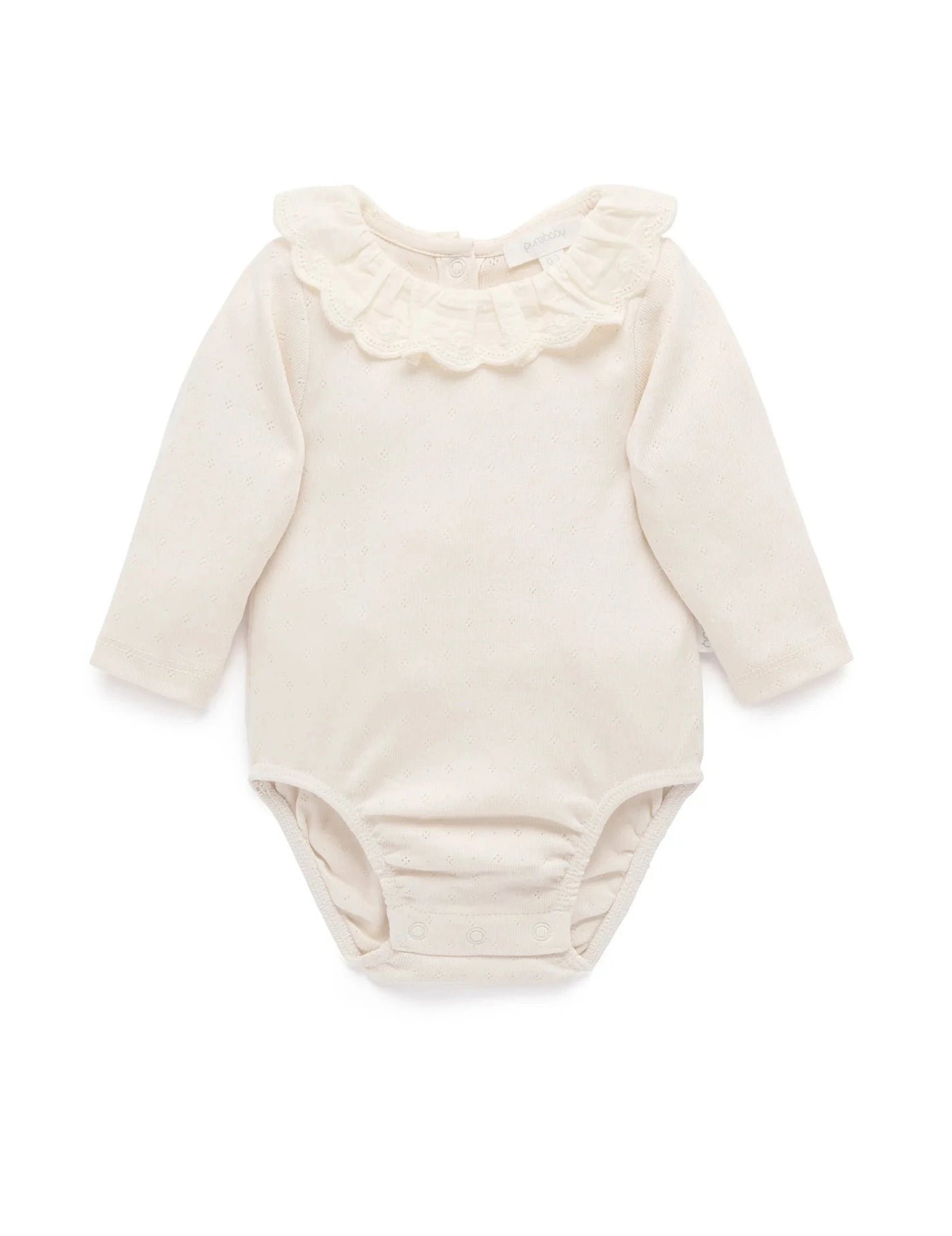 Purebaby - Ruffle Pointelle Bodysuit Cloud Bodysuit Purebaby 