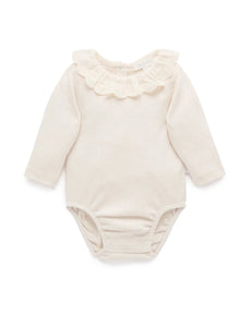 Purebaby - Ruffle Pointelle Bodysuit Cloud