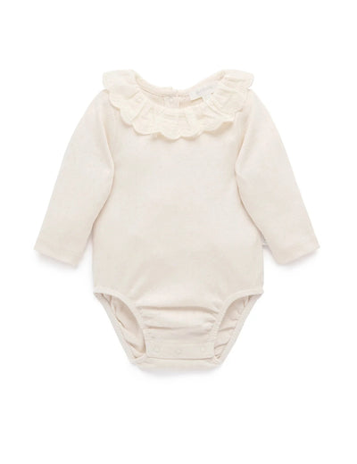 Purebaby - Ruffle Pointelle Bodysuit Cloud Bodysuit Purebaby 