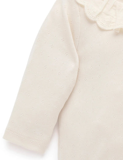 Purebaby - Ruffle Pointelle Bodysuit Cloud Bodysuit Purebaby 