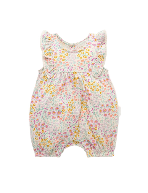 Purebaby - Ruffle Shortie Growsuit | Garden Petals Print