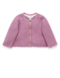 Purebaby - Scalloped Cardigan | Lavender Melange