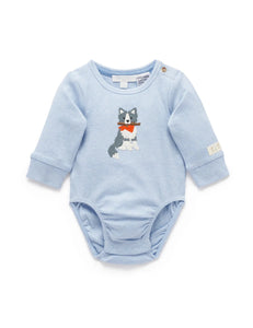 Purebaby - Sheep Dog Applique Bodysuit | Country Air Melange