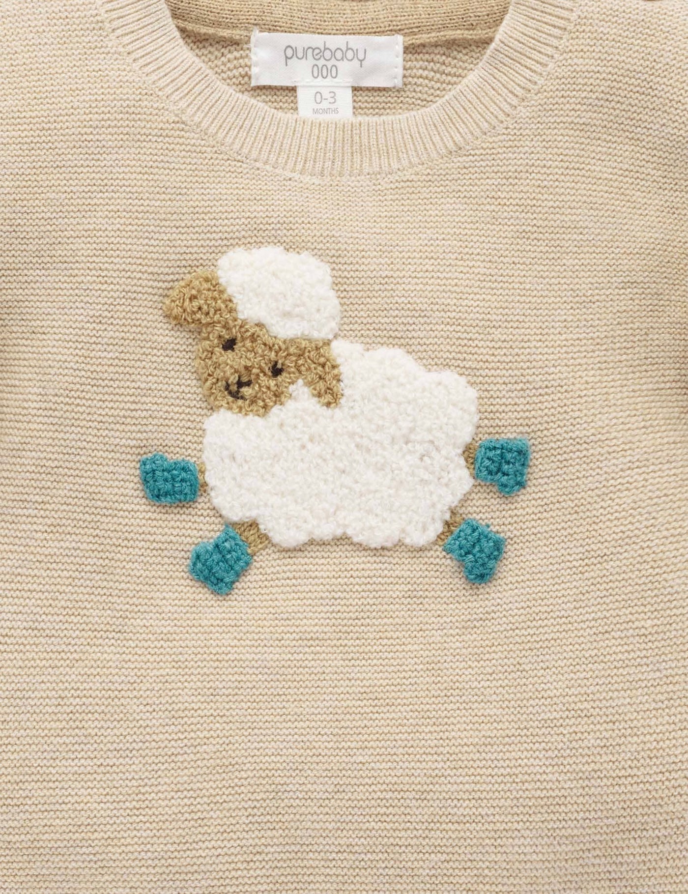 Purebaby - Sheep Jumper | Almond Melange Knitted Jumper Purebaby 