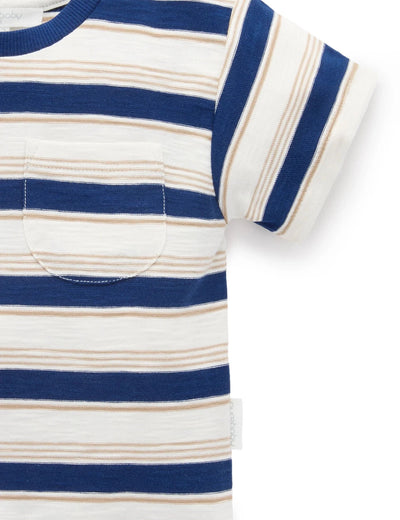 Purebaby - Striped Relaxed Tee | Navy Stripe Short Sleeve T-Shirt Purebaby 