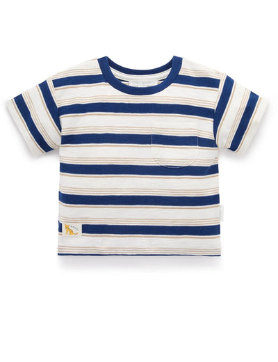Purebaby - Striped Relaxed Tee | Navy Stripe Short Sleeve T-Shirt Purebaby 