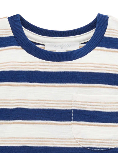 Purebaby - Striped Relaxed Tee | Navy Stripe Short Sleeve T-Shirt Purebaby 