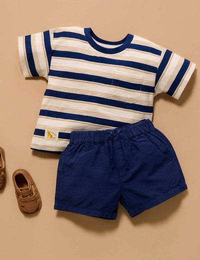 Purebaby - Striped Relaxed Tee | Navy Stripe Short Sleeve T-Shirt Purebaby 
