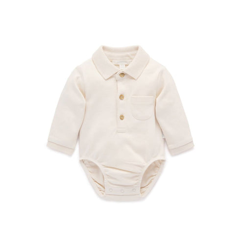 Purebaby - Thick Bodysuit with Collar | Cloud