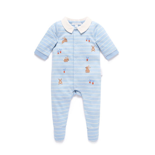 Purebaby - Thick Peekaboo Bunny Growsuit | Country Air Stripe