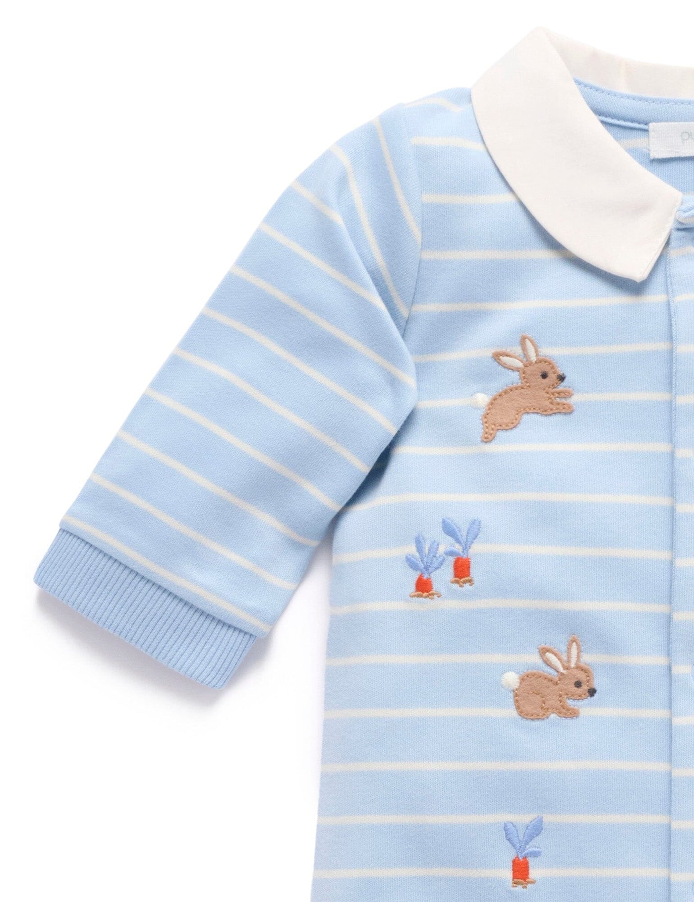 Purebaby - Thick Peekaboo Bunny Growsuit | Country Air Stripe Growsuit Purebaby 