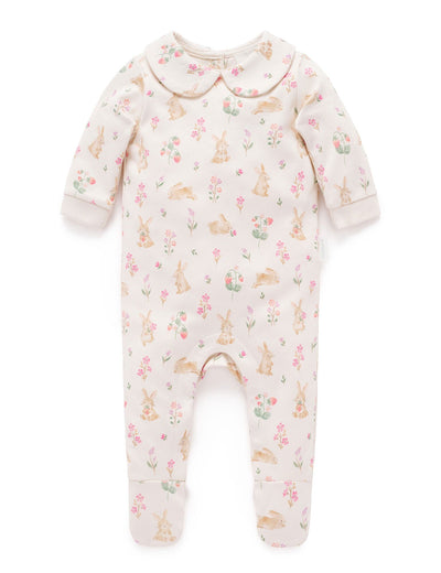 Purebaby - Thick Zip Growsuit | Bunny Garden Growsuit Purebaby 