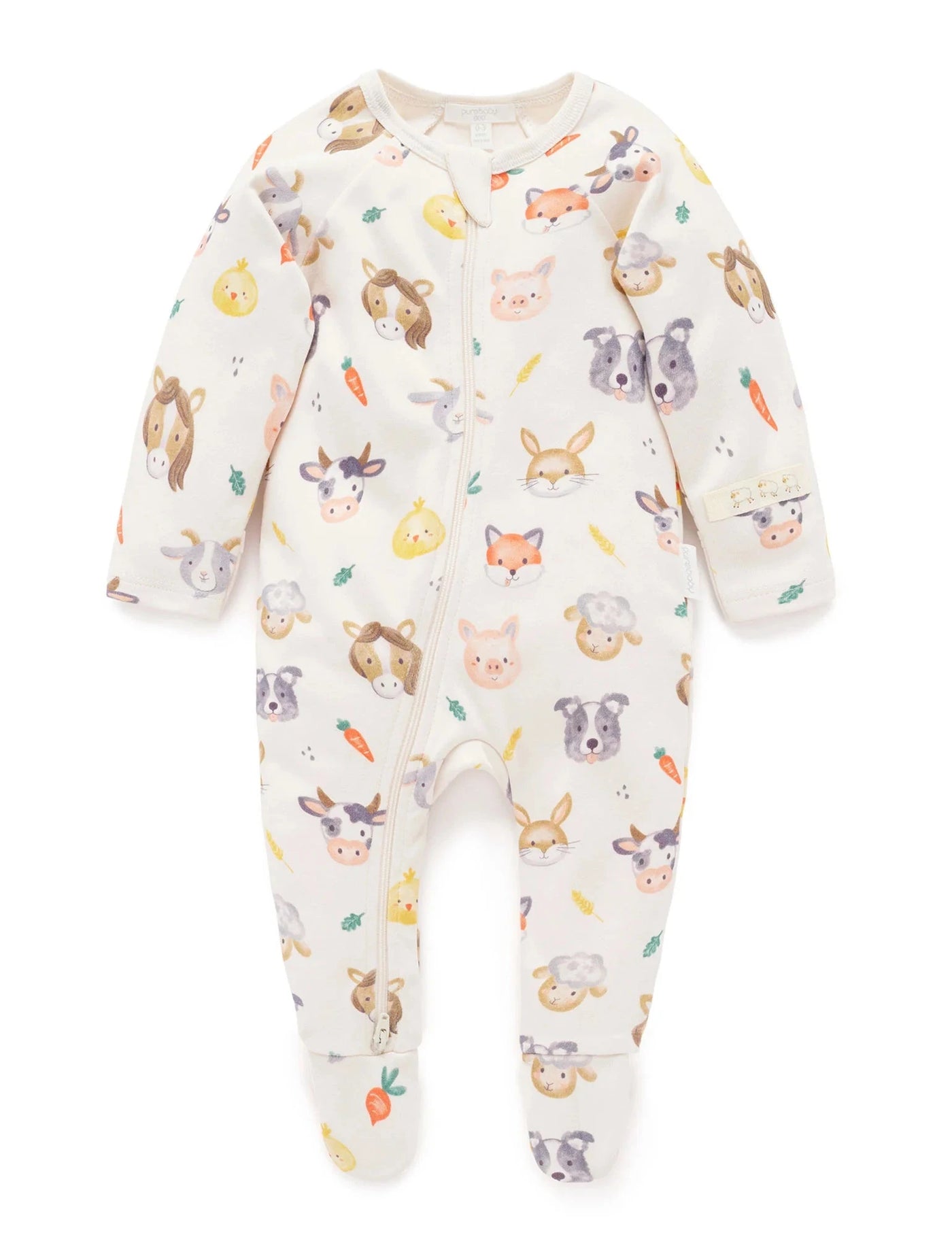 Purebaby - Thick Zip Growsuit | Farm Friends Growsuit Purebaby 