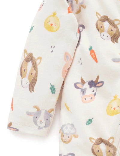 Purebaby - Thick Zip Growsuit | Farm Friends Growsuit Purebaby 