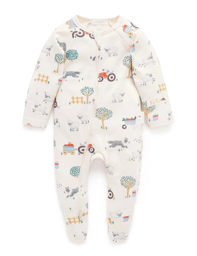 Purebaby - Thick Zip Growsuit | Hearding Sheep Growsuit Purebaby 