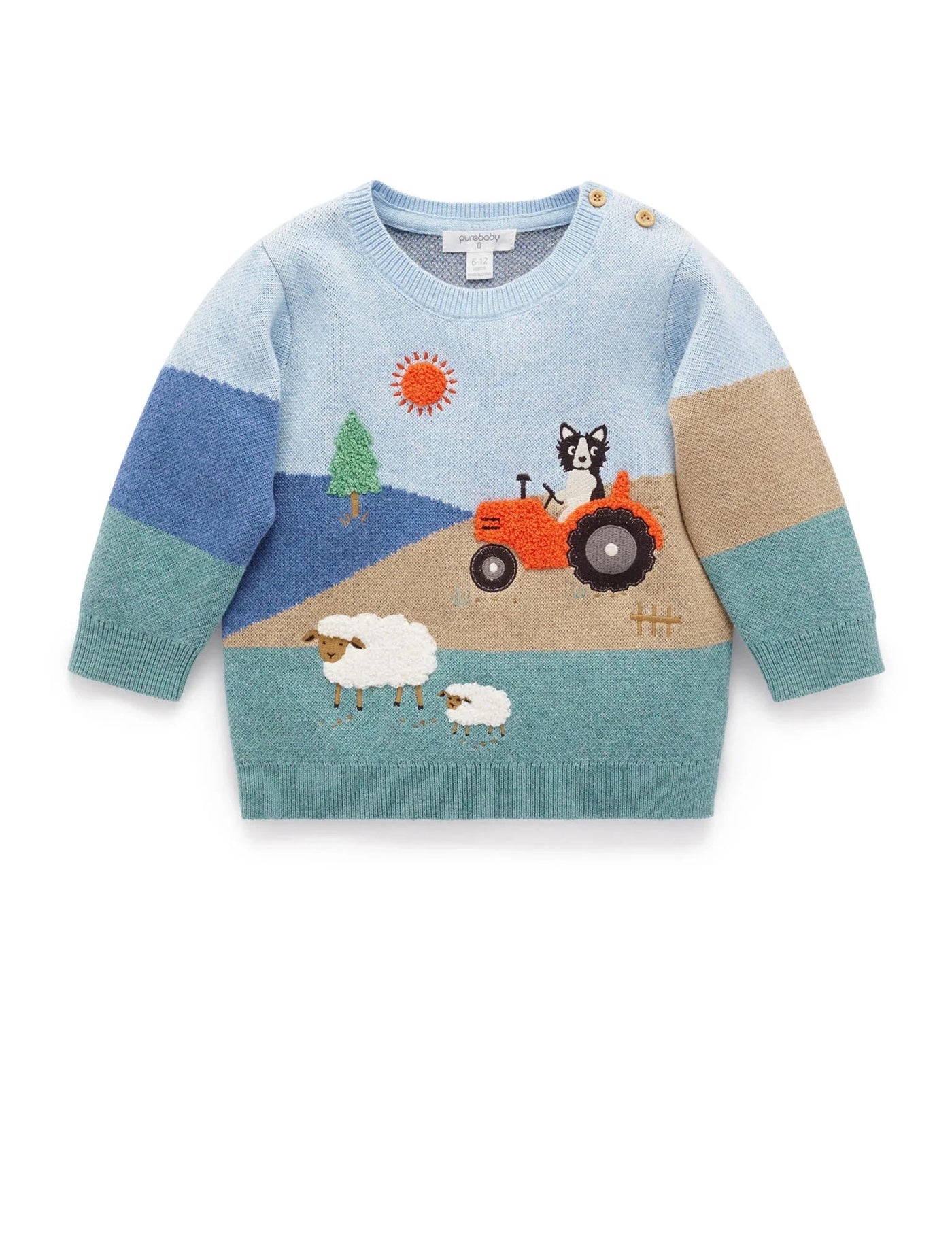 Purebaby - Tractor Pasture Jumper Knitted Jumper Purebaby 