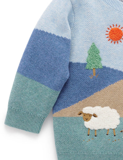 Purebaby - Tractor Pasture Jumper Knitted Jumper Purebaby 