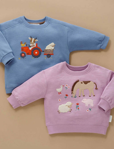 Purebaby - Tractor Windcheater | Blue Stone Jumper Purebaby 