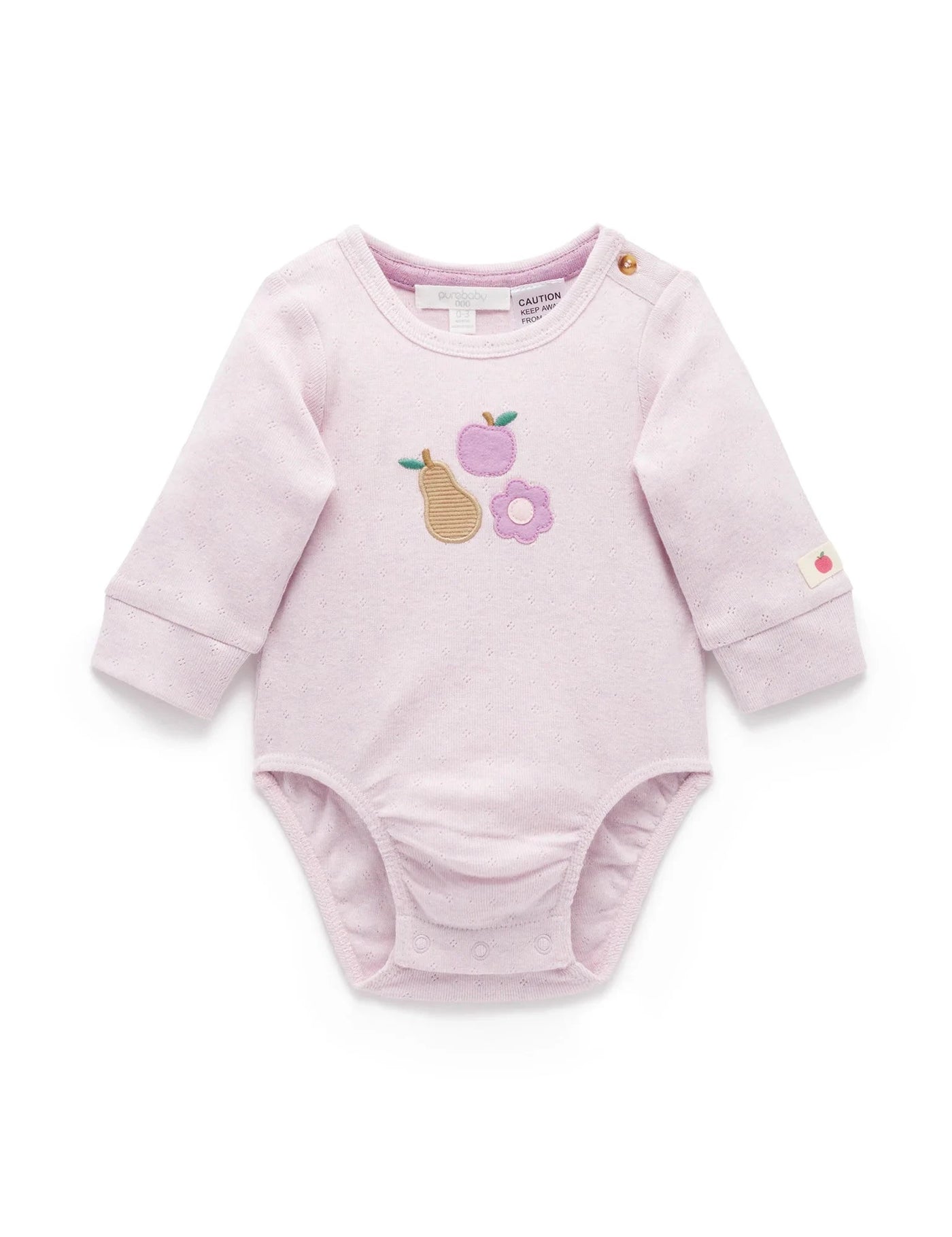 Purebaby - Winter Fruits Applique Bodysuit | Primrose Melange Bodysuit Purebaby 