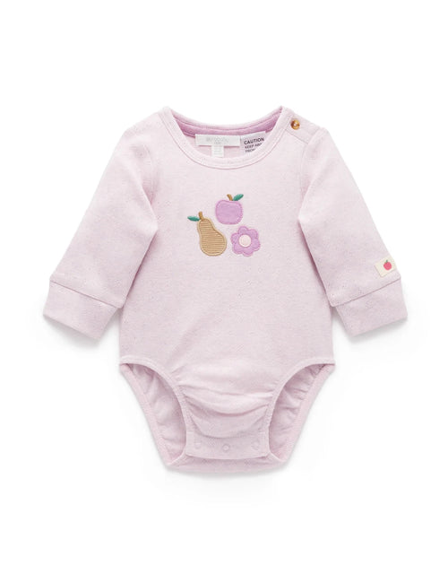 Purebaby - Winter Fruits Applique Bodysuit | Primrose Melange