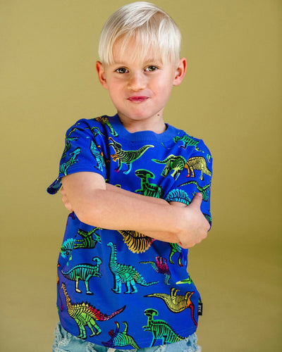 Rock Your Baby - Blue Dino Pop Short Sleeve T-Shirt Short Sleeve T-Shirt Rock Your Baby 