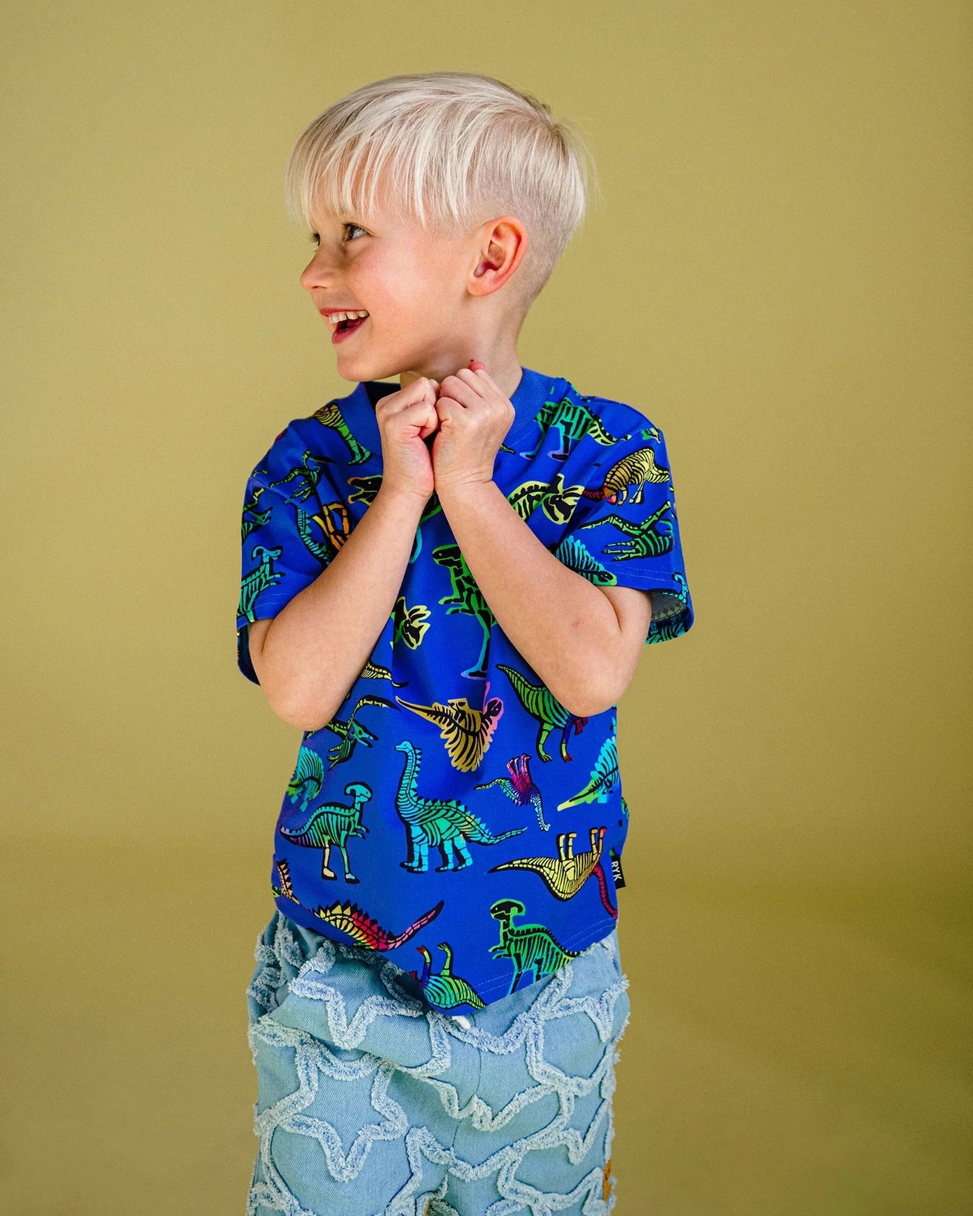 Rock Your Baby - Blue Dino Pop Short Sleeve T-Shirt Short Sleeve T-Shirt Rock Your Baby 