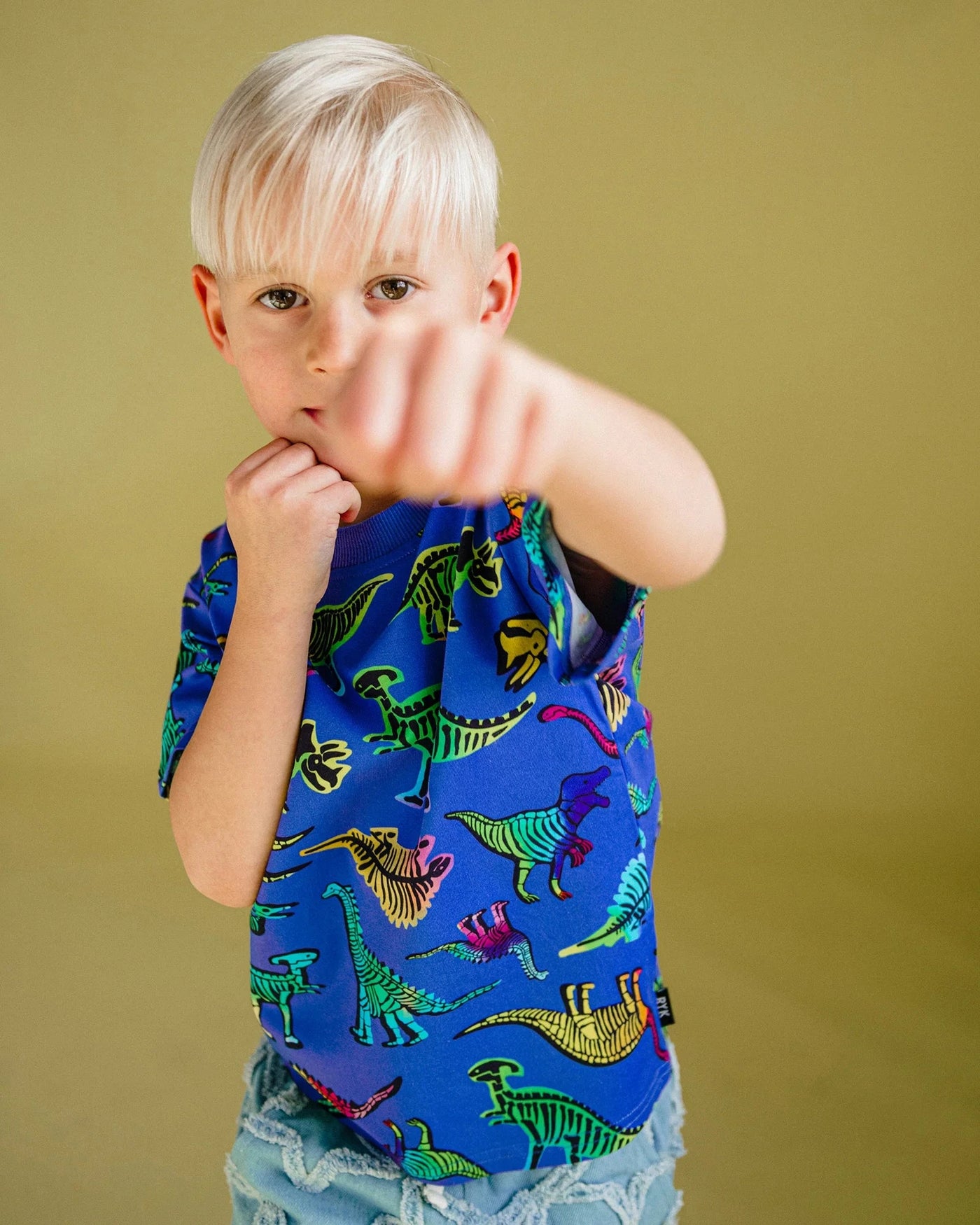 Rock Your Baby - Blue Dino Pop Short Sleeve T-Shirt Short Sleeve T-Shirt Rock Your Baby 