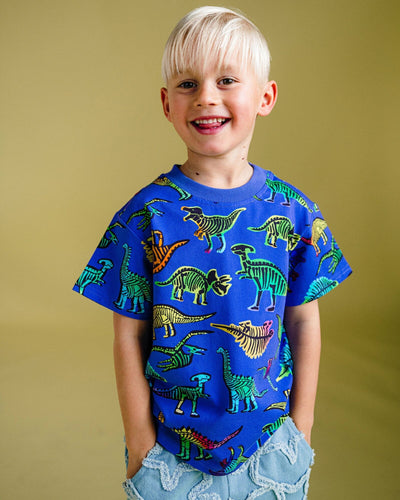 Rock Your Baby - Blue Dino Pop Short Sleeve T-Shirt Short Sleeve T-Shirt Rock Your Baby 