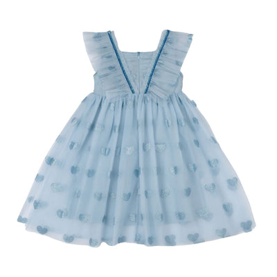 Rock Your Baby - Blue Glitter Heart Tulle Dress Tutu Dress Rock Your Baby 