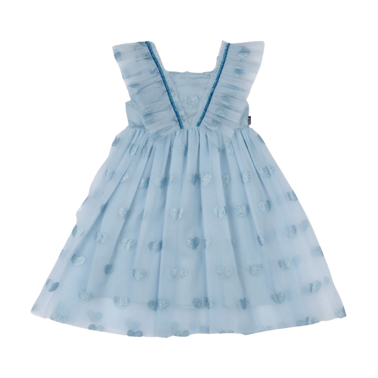 Rock Your Baby - Blue Glitter Heart Tulle Dress Tutu Dress Rock Your Baby 