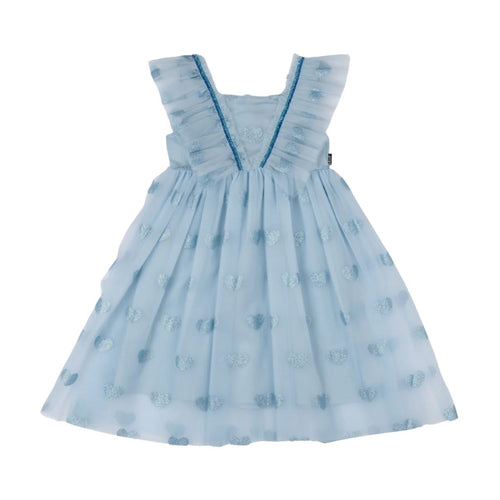 Rock Your Baby - Blue Glitter Heart Tulle Dress