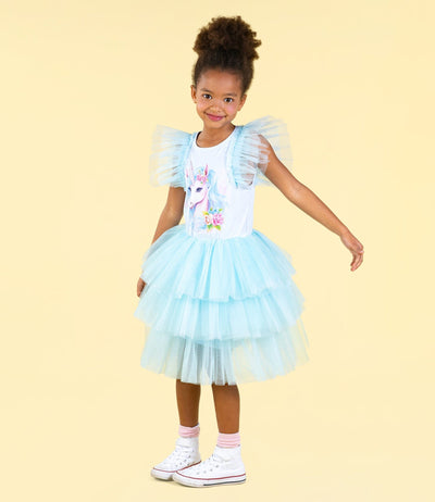 Rock Your Baby - Blue Unicorn Party Dress Tutu Dress Rock Your Baby 