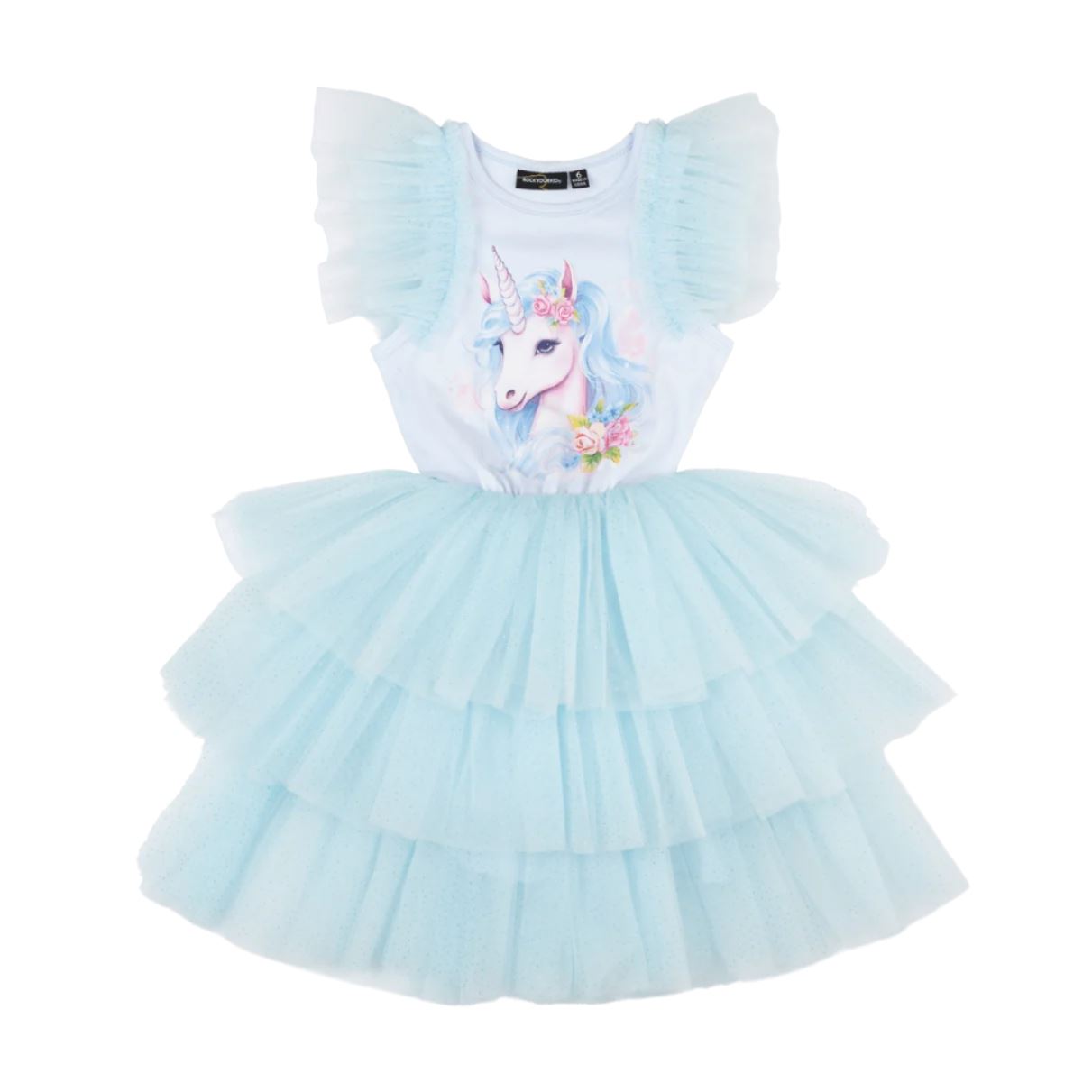 Rock Your Baby - Blue Unicorn Party Dress Tutu Dress Rock Your Baby 