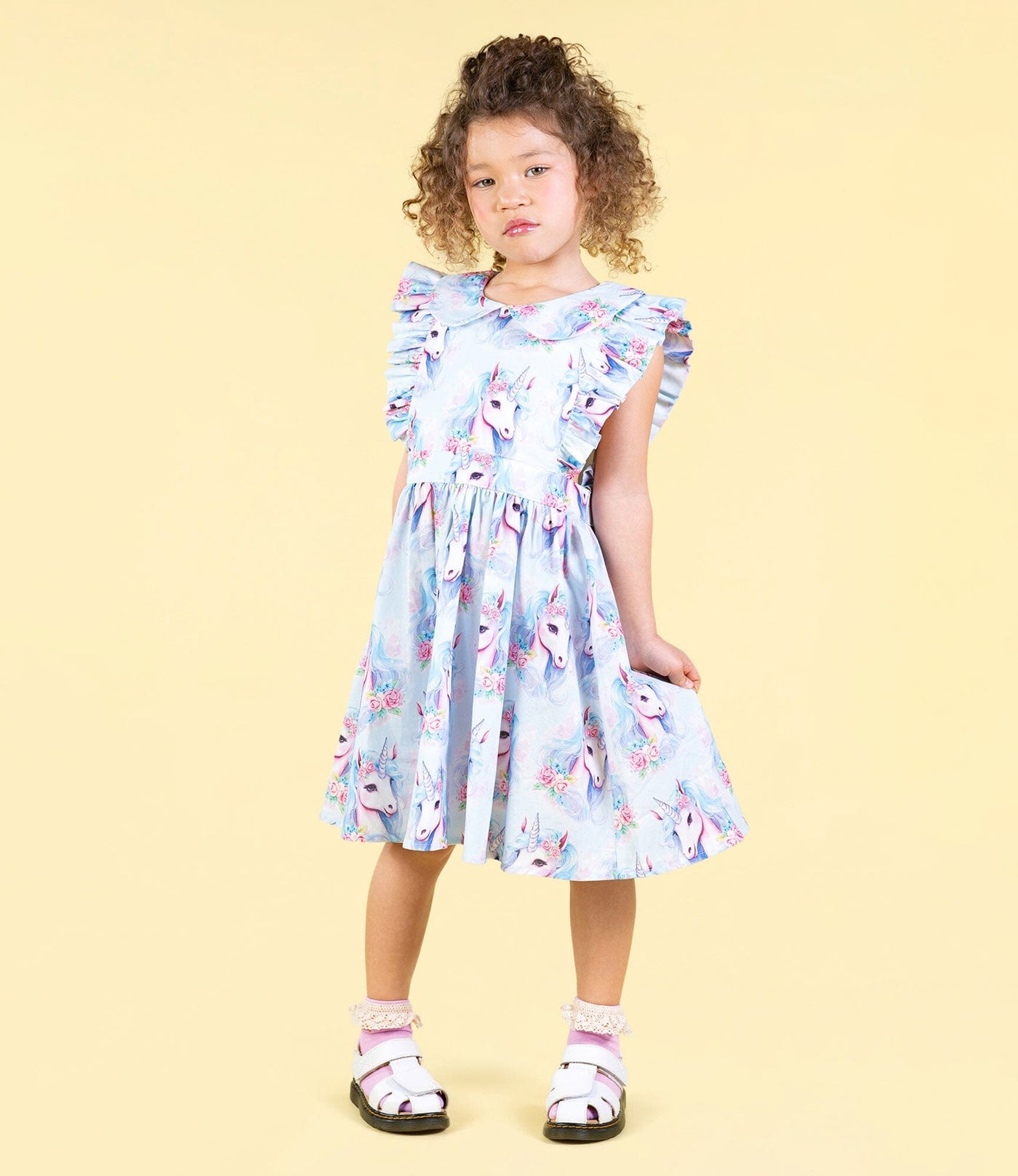 Rock Your Baby - Blue Unicorn Peter Pan Dress Short Sleeve Dress Rock Your Baby 