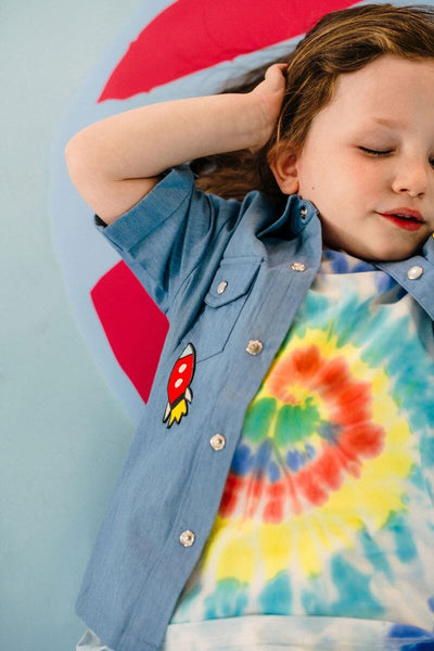 Rock Your Baby - Chambray Denim Shirt Short Sleeve Shirt Rock Your Baby 