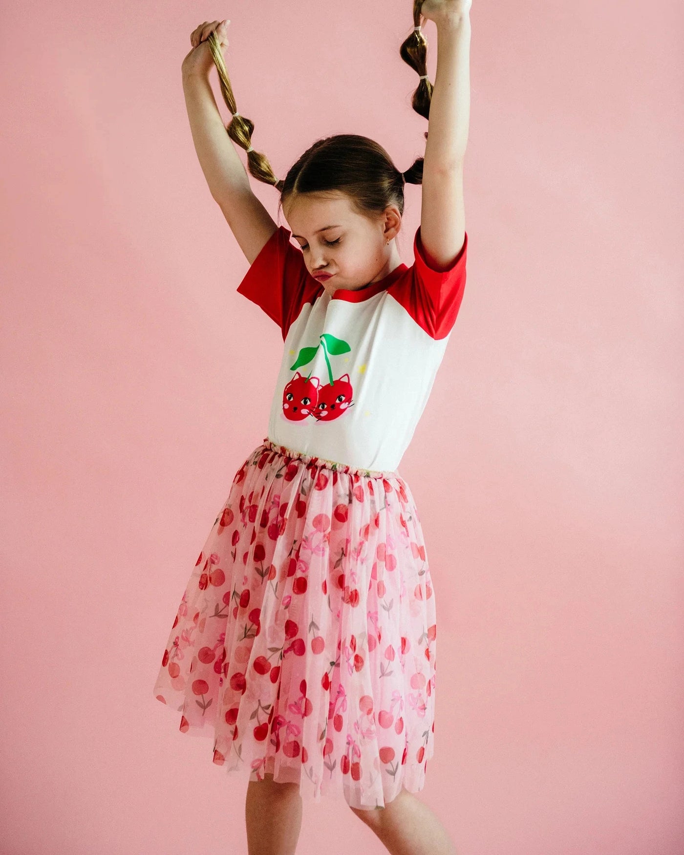 Rock Your Baby - Cherry Cat Kylie Raglan T-Shirt Short Sleeve T-Shirt Rock Your Baby 