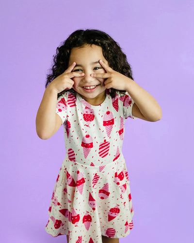 Rock Your Baby - Cherry Ice Cream Short Sleeve Waisted Dress Short Sleeve Dress Rock Your Baby 