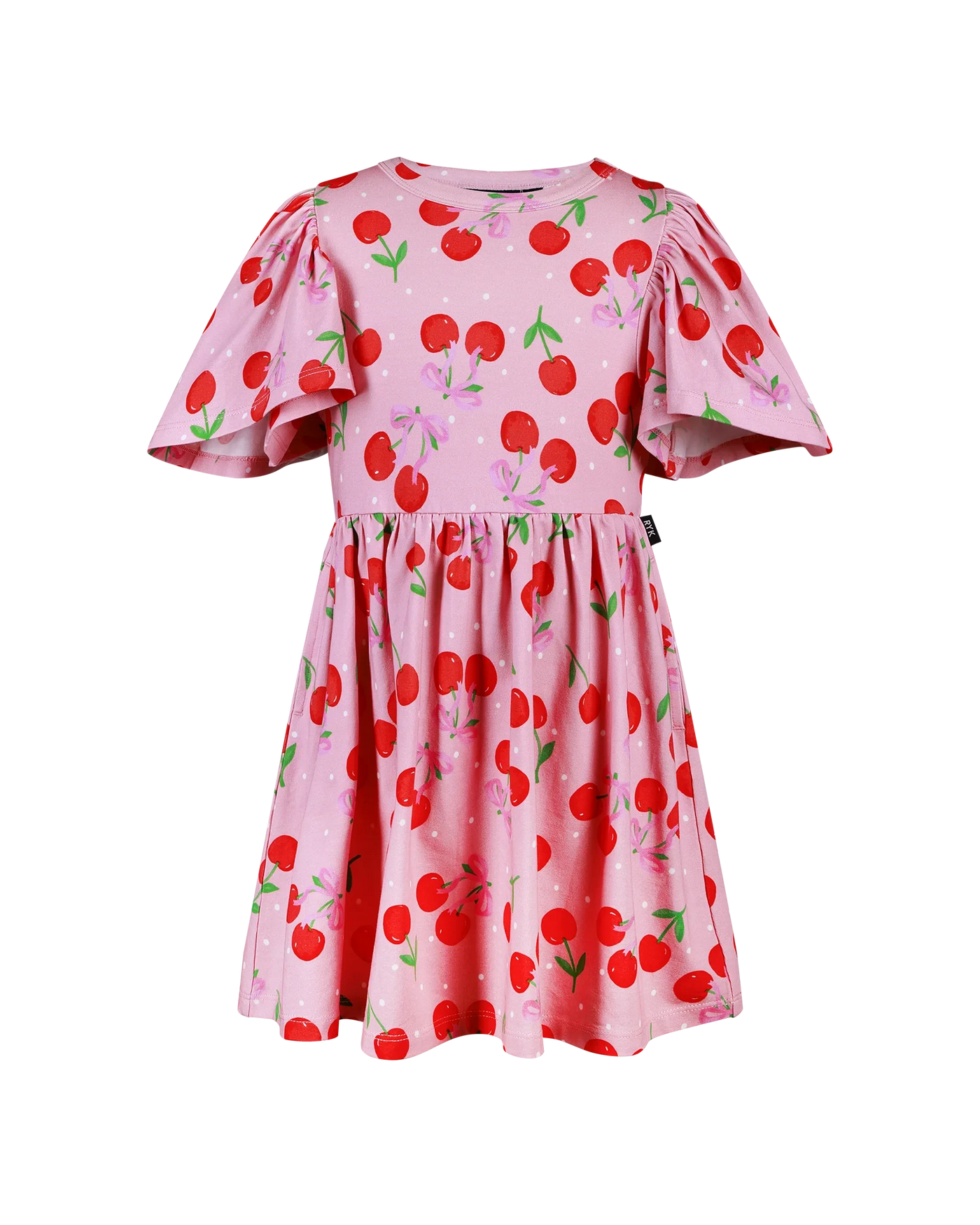 Rock Your Baby - Cherry Polka Short Sleeve Holiday Dress Short Sleeve Dress Rock Your Baby 