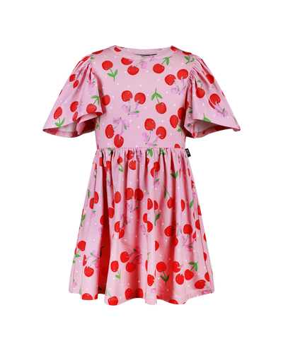Rock Your Baby - Cherry Polka Short Sleeve Holiday Dress Short Sleeve Dress Rock Your Baby 