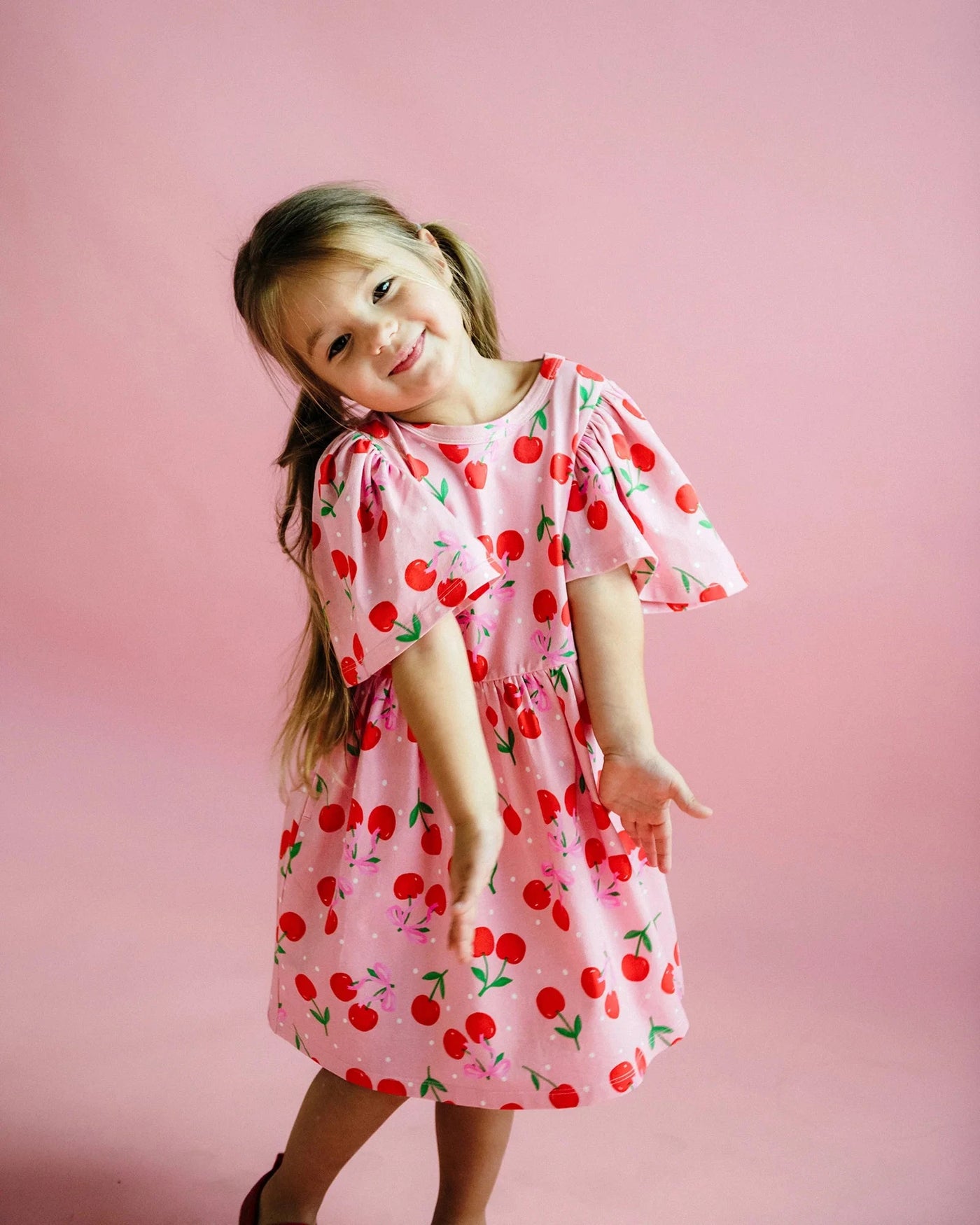 Rock Your Baby - Cherry Polka Short Sleeve Holiday Dress Short Sleeve Dress Rock Your Baby 